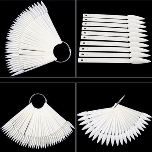 40/50pcs Nail Polish Oil Color Card Swatch Sample Plate Acrylic Chart Palette Fan Shaped Fake Nails Tips Swatch Display Tools