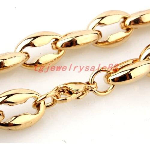 6.5/7.5/12mm Biker Mens Jewelry Fashion Stainless Steel Hollow Coffee Beans Link Chain Bracelet Or Necklace Jewelry 7-40"