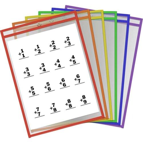 6pcs Dry Erase Pockets Reusable Dry Erase Sleeves Bags Sheet Protectors Paper Cover Loose Leaf Protector Paper File Protect Bag
