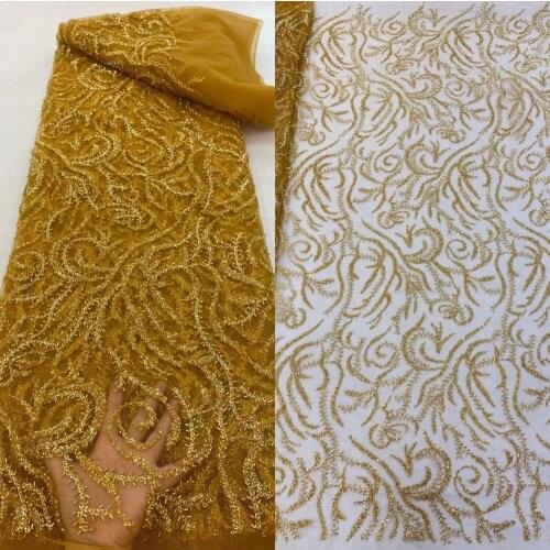 African Net Lace Fabric With beads SYJ-6688810 High Quality French Tulle Lace Nigeria Guipure Material For Wedding Dress