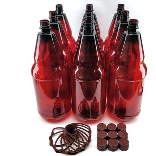 KegLand Amber PET bottles 2.5L (Pack of 9) with screw caps
