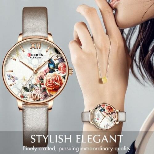 CURREN Watches Women Luxury Brand Fashion Leather Quartz Wristwatch Waterproof Ladies Watch Rose Gold Girl Clock Reloj Mujer