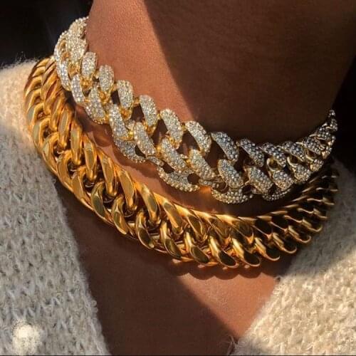 15MM Gold Miami Cuban Chain choker Necklace Iced Out Triple row 5A CZ Paved heavy Bling Rapper Hip Hop women Mens boy Jewelry