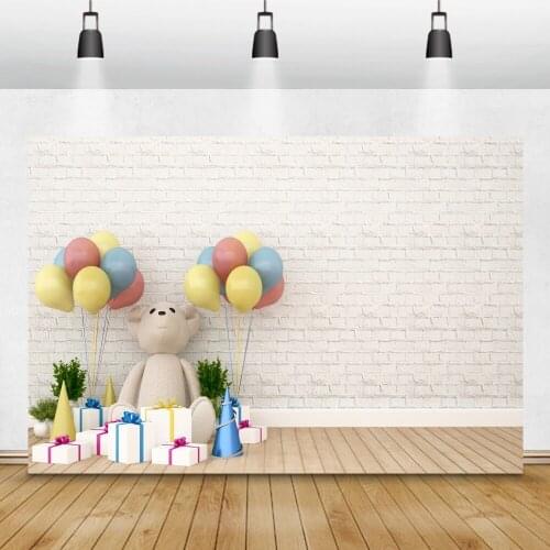 Laeacco Toy Bear Photographic Newborn Backdrops Baby Birthday Portrait Vinyl Background Photography for Photophone Photo Studio