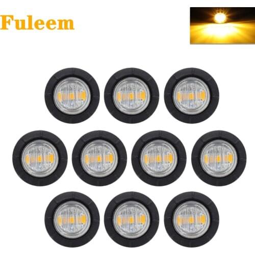 Fuleem 10PCS Mini 12V 3/4 Inch Mount Clear Lens Amber Light 3SMD LED Bullet Marker Lights Side Led Marker for Truck Boat SUV ATV