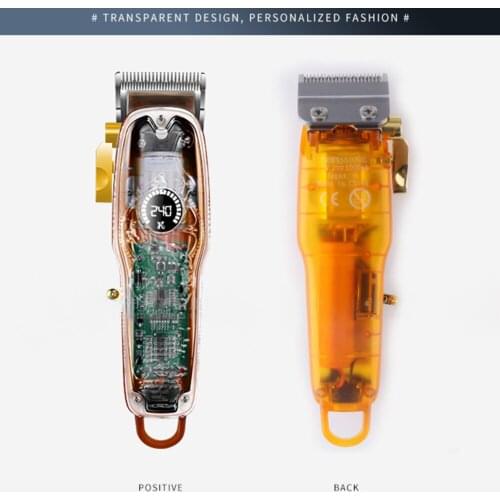 Kemei Cordless Electric Hair Clipper Suitable For Beginners Beard Trimmer Shaver LED Display Modification Kit Transparent Color