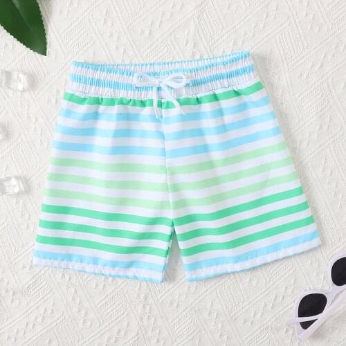 New Summer Toddler Boys Beach Swimwear Shorts Baby Kids Children Bathing Trunks Swimsuit Summer Green Stripes Printed Trunks