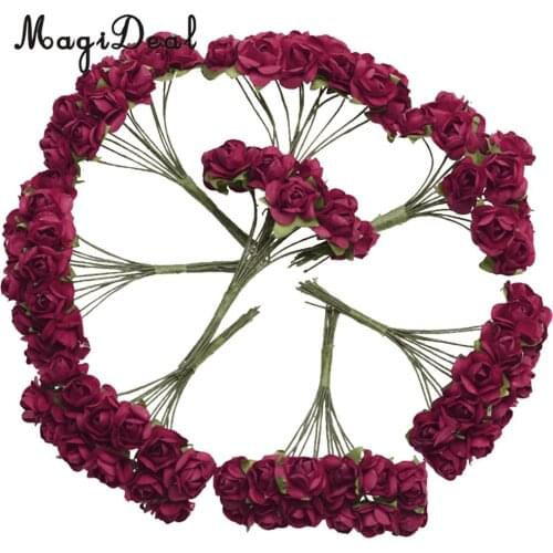 MagiDeal Likelike 144Pcs Paper Mini Paper Rose Flower for Wedding Favor Enhancing Invitations Craft Projects - Purple /Red/Pink