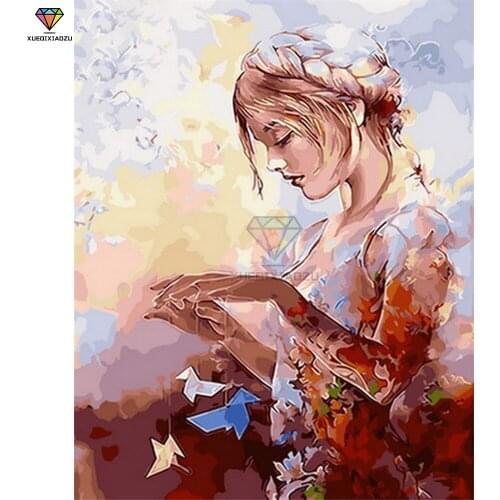 XUEQIXIAOZU Full Round Girl image Diamond drawing Diamond embroidery 5D DIY Diamond setting Mosaic painting gift 2020 New