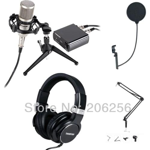 Hot Studio Recording Set Takstar PC-K300 Microphones+HD5500 DJ Monitor Headphone free Phantom Power cantilever support