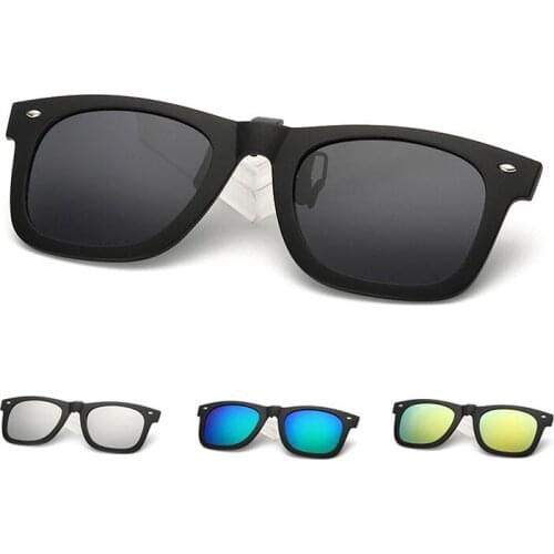 New Square TR90 Polarized Sunglasses Unisex Men Women Myopia Clip On Eyeglasses Lens Night Vision Driving Glasses Rice Nail L3