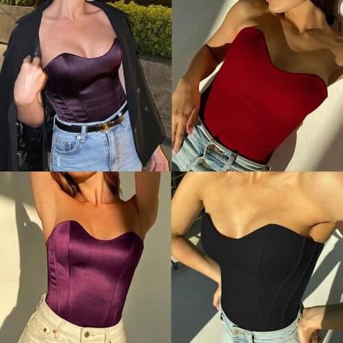 066C Solid Color V-Neck Women Corset Top Ladies Slim-Fit Inner-Wrapped Vest Fashion