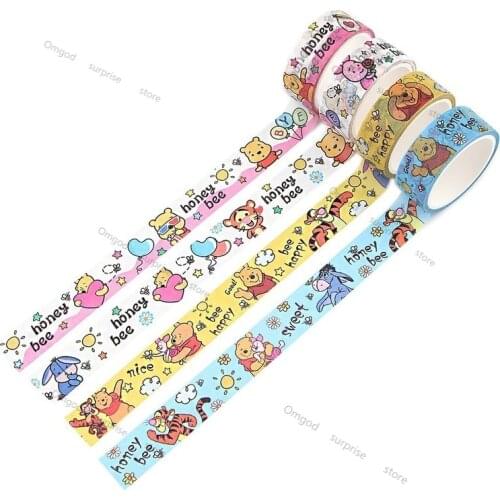 Original Disney Winnie The Pooh Paper Tape Multi-style Tape Sticker Color Diary Stationery Tape Gifts for Childrens Birthday