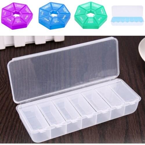 Storage Plastic BoxesTravel Pill Cases Portable 7-Day Medicine Box Tablet Storage Objects Organizer Tool Container Case Colorful