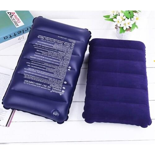 Portable Inflatable Pillow Travel Multi-purpose Flocking Soft High Elastic Pillow Camping Office Pillow Storage Convenient