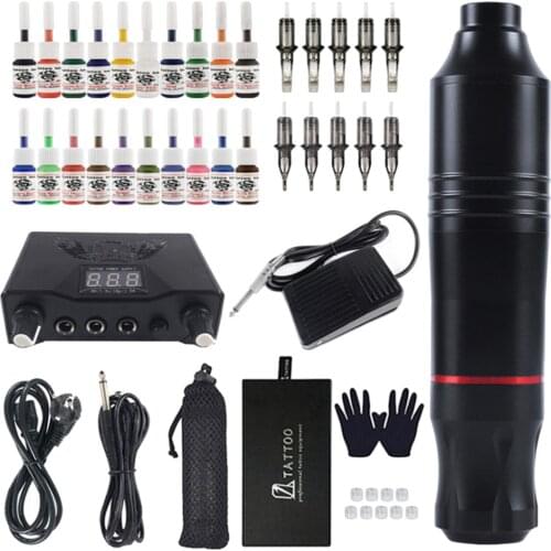 Professional Cartridge Tattoo Machine Pen Rotary Set for Tattoo Artists Beginners -EU Plug