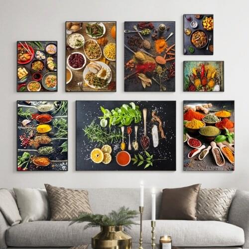 Vegetable Grains Spices Kitchen Canvas Painting Cuadros Scandinavian Posters and Print Wall Art Canvas Picture Living Room Decor