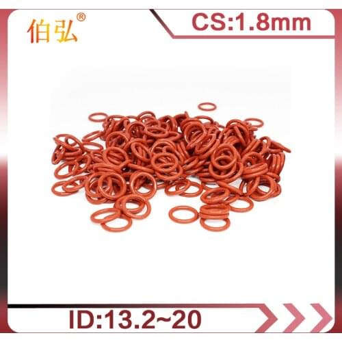 10PCS/lot Red Silicon O-Ring Silicone/VMQ 1.8mm Thickness ID13.2/14/15/16/17/18/19/20mm Seal Rubber Gasket Ring Washer