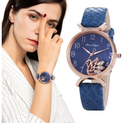 Luxury Women 2021 Fashion Watches Mobile peacock diamond Elegant Ladies Wristwatches Female Quartz Clock With Blue Leather