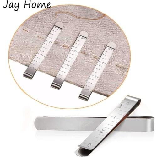 2/4Pcs Sewing Clips Stainless Steel Hemming Clips 3 Inches Measurement Ruler for Quilting Supplies Sewing Pinning Quilting Clips