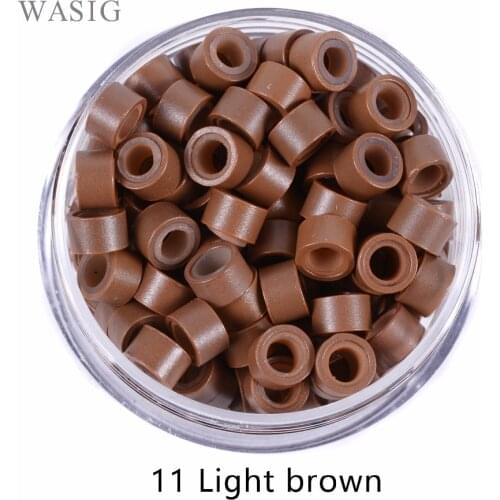 1000pcs 11# Light Brown 5mm*3mm*3mm Silicone Micro Ring/Links/Beads for i tip hair extension tube