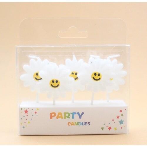 Cake Topper Variety Small fresh flower Smiley Face Birthday Candle Insert Creative Party Dessert Table Ornaments Cake decoration