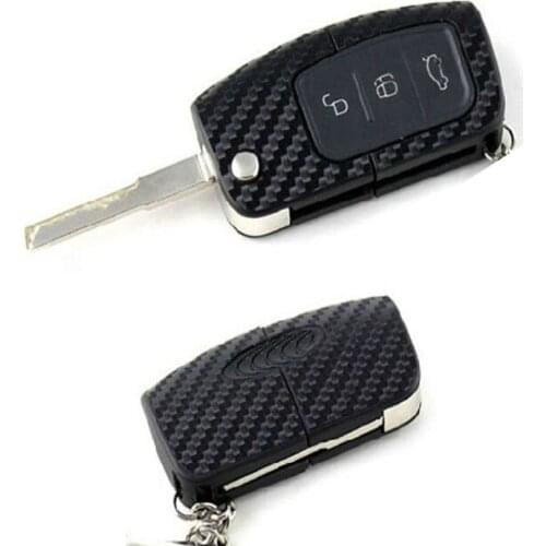 Carbon Fiber Or Scrub Car Key Sticker Cover Case For Ford Focus 2 3 2009-2012 Fiesta Ecosport 2012 2013 2014