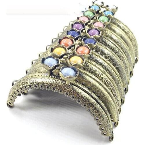 Vintage carved edge elegant lotus colorful buckle women small size coin bag metal clasp DIY purse frame 10pcs/lot