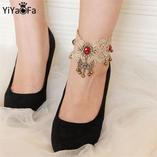 YiYaoFa Vintage Lace Anklet for Women Accessories Gothic Jewelry Lady Beach Anklet Bracelet Summer Beach Foot Jewelry LA-43