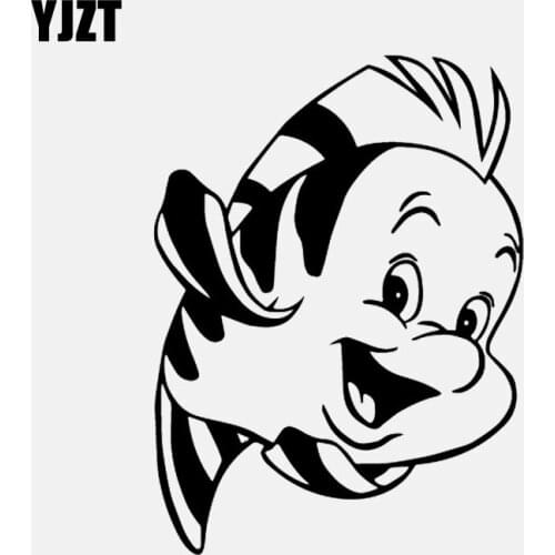 YJZT 11.7CM*15.8CM Fish Decal Little Mermaid Cartoon Car Sticker Vinyl Decor Black/Silver C24-0817