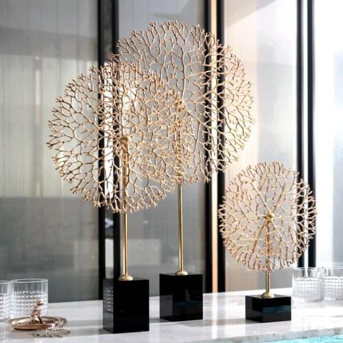 Copper Coral Statue Craft Decorations Christmas Decorations For Home Black Crystal Sculpture Escultura Home Decor Accessories