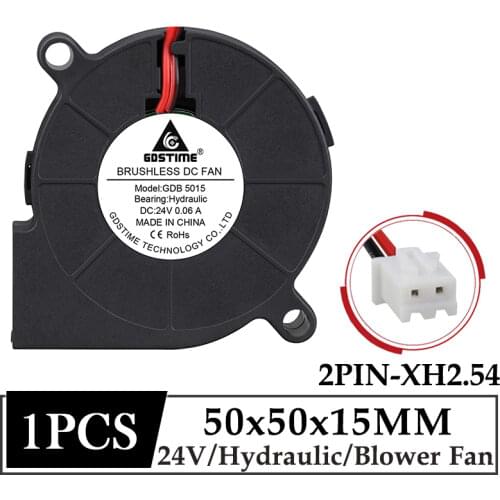 1PCS Gdstime 5cm 50mm x 15mm DC 24V 2Pin Brushless Cooing Cooler Small Mini Centrifugal Blower Fan 5015