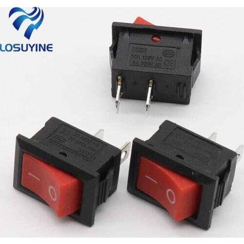 10pcs 15*21MM KCD1-101 AC 6A 250V 2 Pin ON/OFF I/O SPST Snap in Mini Red Button Boat Rocker Switch