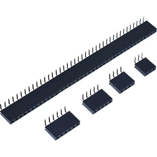 10PCS 1X2/3/4/5/6/8/10/40 Pin Single Row Right Angle Female Pin Header 2.54MM Pitch Strip Connector Socket