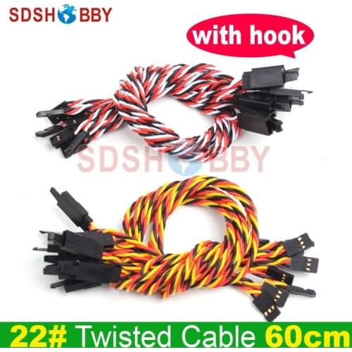 10pcs* 22# 22AWG Futaba JR Twisted Extension Cable/ Twisted Extension Lead 60cm with Hook