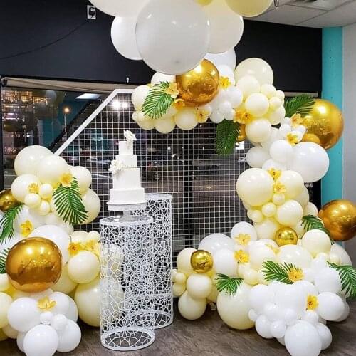 142 pcs Macaron Yellow White Balloon Garland Arch Kit Golden 4D Balons Baby Shower HoneyBee Theme Party Wedding Birthday Decors
