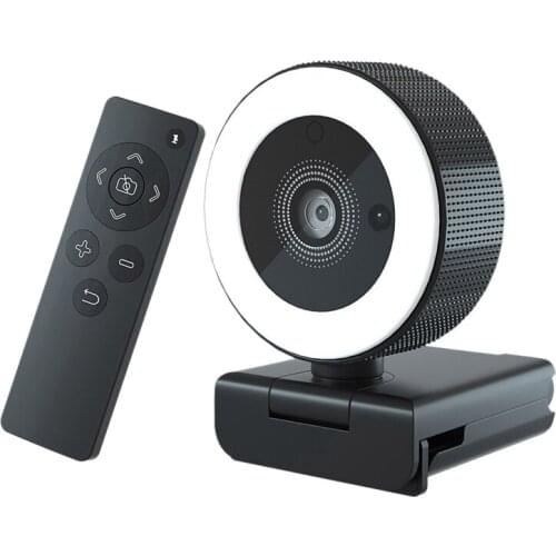 2K Webcam with Built-in Microphone 24 LED Lights with Remote Control Webcam Is Suitable for Video Calls, Online Meetings