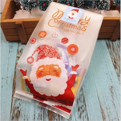 50PCS/Set of Christmas Ziplock Bag Plastic Candy Cookie Bag Gift Bag Repeatable Seal Christmas Decoration Gift Bag