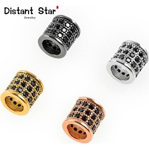 8*8mm Round High Quality Brass Cubic Zirconia Diy Mens Beads Bracelet Jewelry Making Accessories Connector Finding Hole Pave