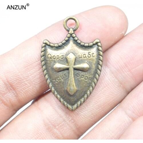 8pcs 30x20mm Antique Bronze Shield DIY Jewelry Pendant Metal Charms Shield Pendant JP-1