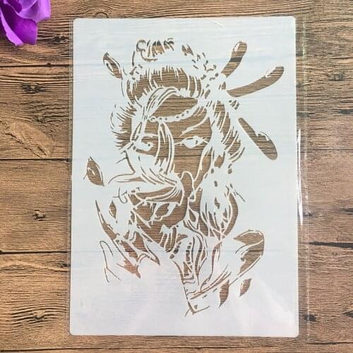 A4 29 * 21cm Female warriorl DIY Stencils Wall Painting Scrapbook Coloring Embossing Album Decorative Paper Card Template
