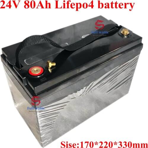 24V 80Ah LiFepo4 Battery Pack for Energy Storage System UPS EV Scooter Motor Home Golf Trolley Solar Street Light+5A Charger