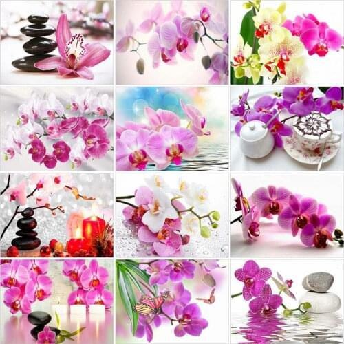 Huacan Diamond Embroidery Set 5D Orchid Diamond Painting Full Mosaic Flower Paintings For Interior Decoration For Home