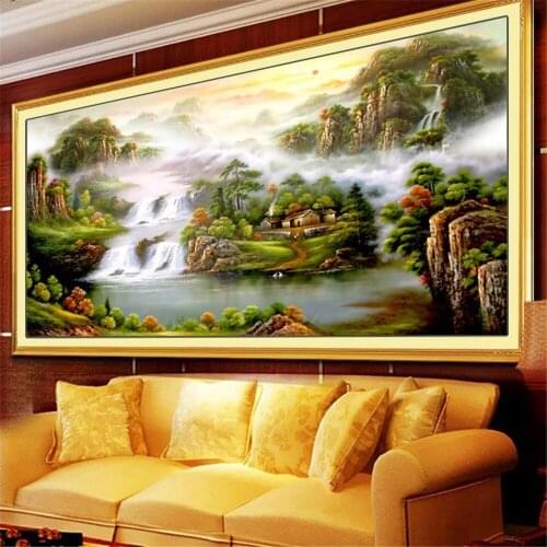 5d diamond painting cross stitch Mountain view livingroom wall sticker diamond mosaic sale Mountain view livingroom wall sticker