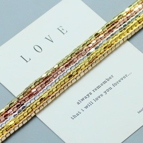 Pentagonal column Gold Silver Hematite Stone Beads Multifaceted Spacer loose Beads for Jewelry Bracelet Making DIY Accessories