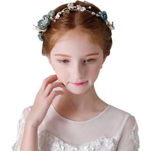 Fairy Childrens Crown Tiaras Pearls Headdress Girls Wreath Little Princess Art Test Catwalk Show Performance Hair Accessories