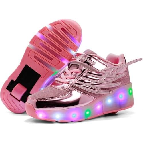 Kids LED Light Wheel Roller Shoes for Boy Girl Children Luminous Skate Sneakers with On Wheels Kids Roller Skates Lights Shoes