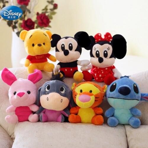 DISNEY 17 cm Mickey Mouse Minnie Winnie Stich plush toys cute Stitch kids dolls Kids Birthday Wedding Gift
