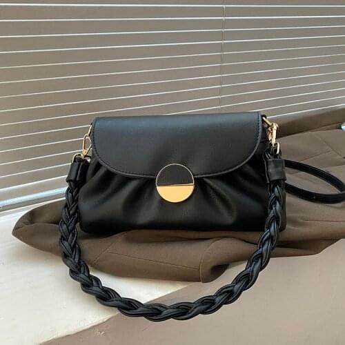 Folds Designer PU Leather Crossbody Bags For Women 2021 Solid Color Shoulder Handbags Female Trend Womens Branded Hand Bag