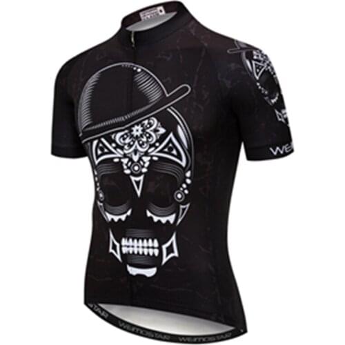 Cycling Jersey Men Skull Team Bike Jerseys 2018 road MTB bicycle Clothing Short Sleeve Ropa Ciclismo maillot Black Racing top